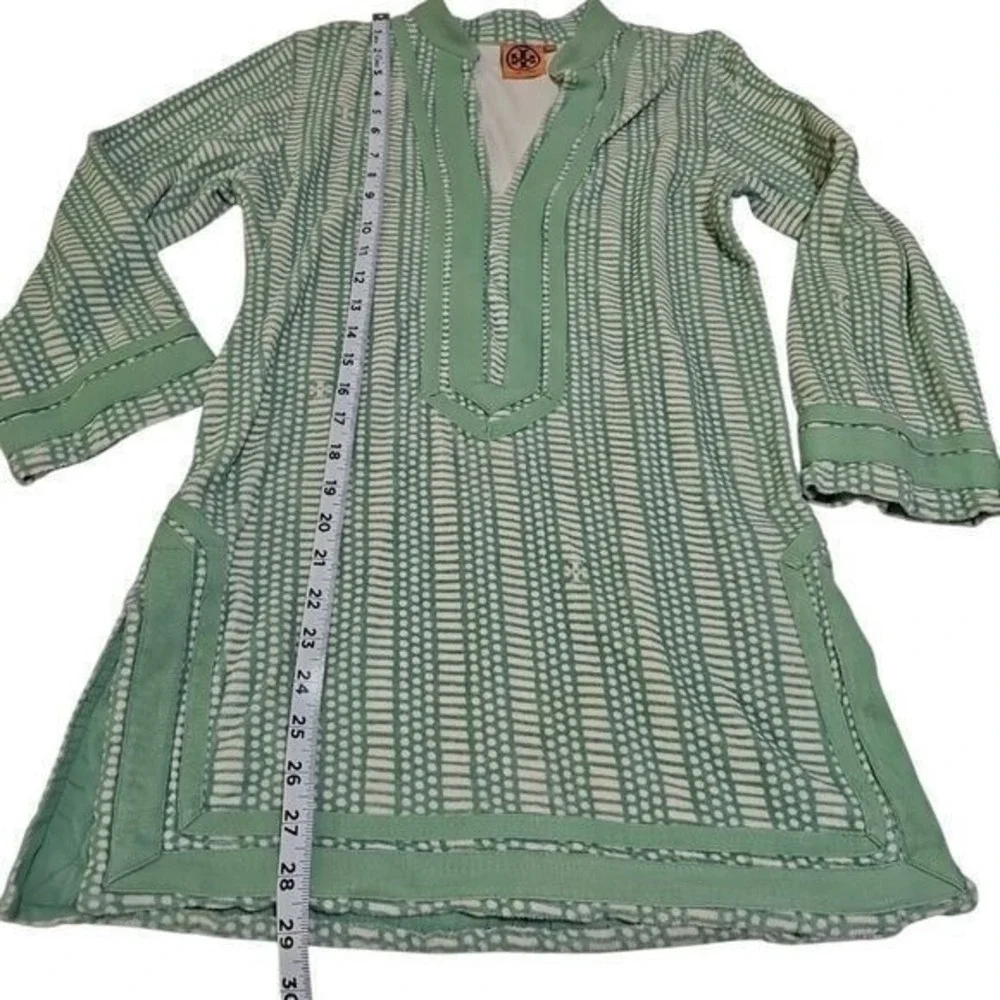 Tory Burch Mint Green Geometric Print Tunic Top 100% Cotton‎ Beach Cover Up XS